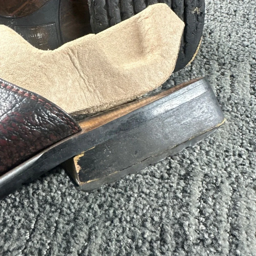 VTG Gucci Slide Sandals Mens 9 Dark Brown Leather Square Toe Made in Italy